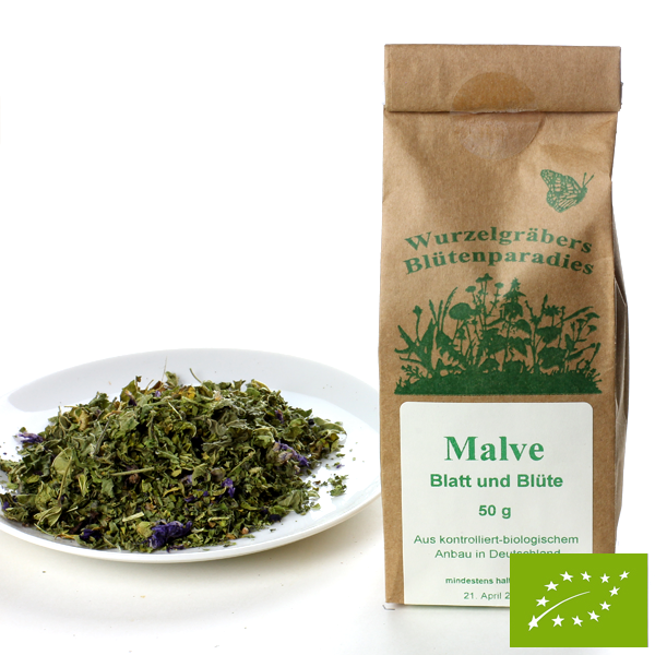 BIO Malve, Blatt und Blüte